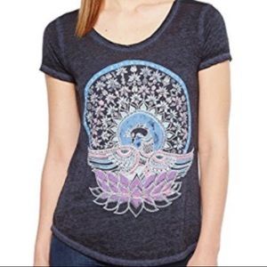 Lucky Brand Swan and Lotus Flower Burnout T-shirt